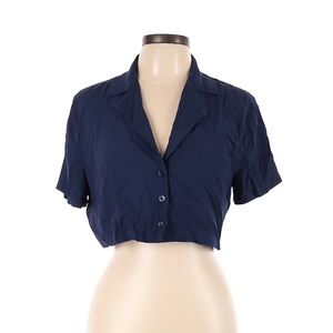 Aritzia Sunday Best Tuesday shirt cropped blouse navy size M